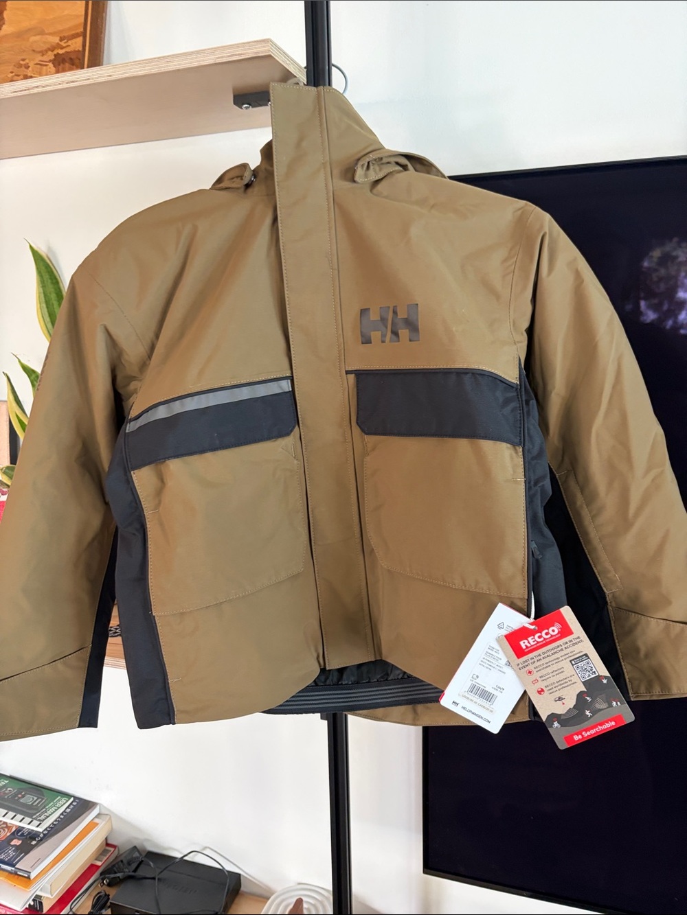 Helly Hansen Tan and Black Waterproof Outdoor Jacket